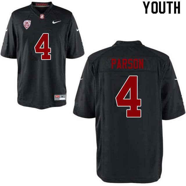 Youth #4 J.J. Parson Stanford Cardinal College Football Jerseys Sale-Black - Click Image to Close